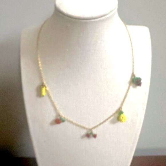 Madewell Fruit Necklace Charm Casual Fun Preppy Gold tone Beaded Charms Summer - Picture 10 of 11
